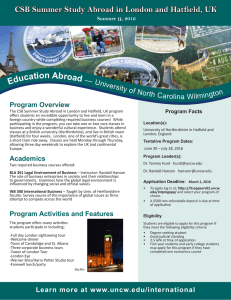 Educati on Abroad CSB Summer Study Abroad in London and Hatfield, UK