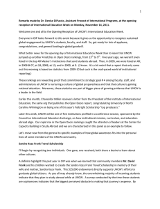 1  Remarks made by Dr. Denise DiPuccio, Assistant Provost of International... reception of International Education Week on Monday, November 14, 2011.