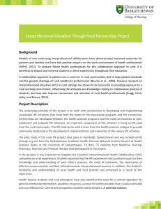 Interprofessional Education Through Rural Partnerships Project Background
