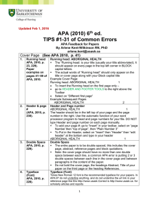 APA (2010) 6 ed. TIPS #1-31 of Common Errors