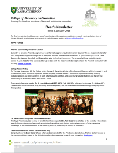 Dean’s Newsletter College of Pharmacy and Nutrition Issue 8, January 2016