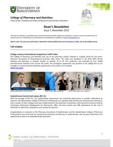 Dean’s Newsletter College of Pharmacy and Nutrition Issue 7, November 2015