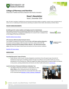Dean’s Newsletter College of Pharmacy and Nutrition Issue 2, December 2014