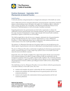 Position	Statement	–	September	2015 Pharmacists	in	General	Practice