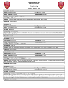 Daily Case Log Winthrop University Police Department