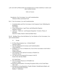 LAW AND NEW APPROACHES TO GOVERNANCE IN THE EUROPEAN UNION... THE UNITED STATES  Table of Contents