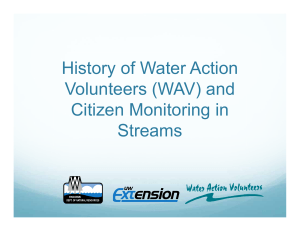 History of Water Action Volunteers (WAV) and Citizen Monitoring in Streams