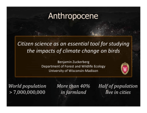 Anthropocene Citizen science as an essential tool for studying  the impacts of climate change on birds World	population