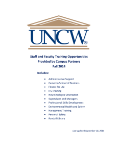 Staff and Faculty Training Opportunities Provided by Campus Partners Fall 2014