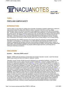 TOPIC: INTRODUCTION: FERPA AND CAMPUS SAFETY Page 1 of 10