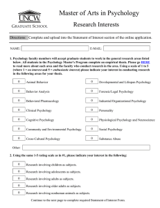 Master of Arts in Psychology Research Interests Directions: