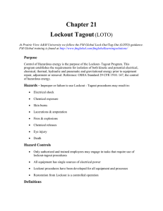 Chapter 21 Lockout Tagout (LOTO) Purpose