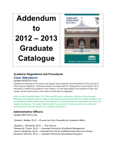 Addendum to 2012 – 2013 Graduate