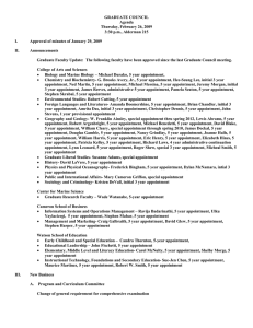 GRADUATE COUNCIL Agenda Thursday, February 26, 2009 3:30 p.m., Alderman 215