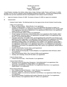 GRADUATE COUNCIL Minutes Thursday, February 26, 2009 3:30 p.m., Alderman 215