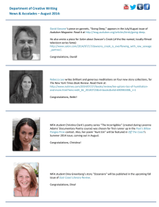 Department of Creative Writing  News &amp; Accolades – August 2014: