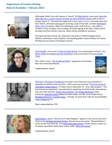 Department of Creative Writing News &amp; Accolades – February 2013: