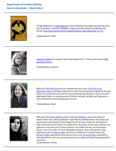 Department of Creative Writing News &amp; Accolades – March 2013: