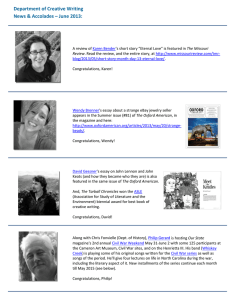 Department of Creative Writing News &amp; Accolades – June 2013: