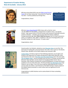 Department of Creative Writing News &amp; Accolades - January 2012: