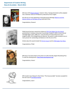 Department of Creative Writing News &amp; Accolades - March 2012: