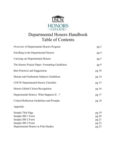 Departmental Honors Handbook Table of Contents