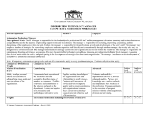 INFORMATION TECHNOLOGY MANAGER COMPETENCY ASSESSMENT WORKSHEET