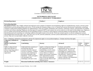 NETWORKING SPECIALIST COMPETENCY ASSESSMENT WORKSHEET