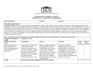 TECHNOLOGY SUPPORT ANALYST COMPETENCY ASSESSMENT WORKSHEET