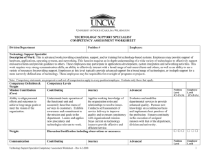 TECHNOLOGY SUPPORT SPECIALIST COMPETENCY ASSESSMENT WORKSHEET
