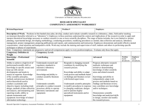 RESEARCH SPECIALIST COMPETENCY ASSESSMENT WORKSHEET