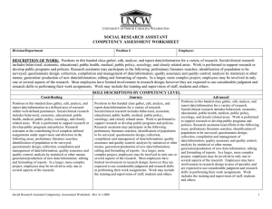 SOCIAL RESEARCH ASSISTANT COMPETENCY ASSESSMENT WORKSHEET