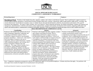 SOCIAL RESEARCH SPECIALIST COMPETENCY ASSESSMENT WORKSHEET