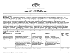 EXECUTIVE ASSISTANT COMPETENCY ASSESSMENT WORKSHEET
