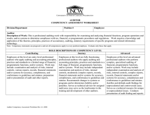 AUDITOR COMPETENCY ASSESSMENT WORKSHEET Division/Department