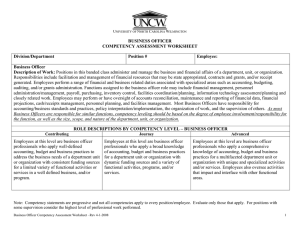 BUSINESS OFFICER COMPETENCY ASSESSMENT WORKSHEET Division/Department