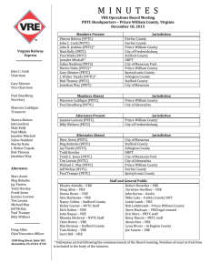 M  I  N  U  T ...  VRE Operations Board Meeting PRTC Headquarters – Prince William County, Virginia