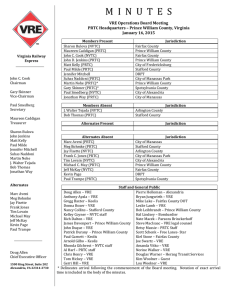 M  I  N  U  T ...  VRE Operations Board Meeting PRTC Headquarters – Prince William County, Virginia