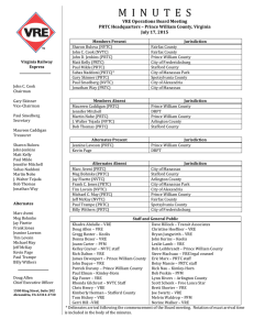 M  I  N  U  T ...  VRE Operations Board Meeting PRTC Headquarters – Prince William County, Virginia