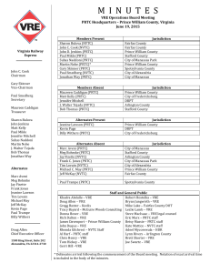 M  I  N  U  T ...  VRE Operations Board Meeting PRTC Headquarters – Prince William County, Virginia