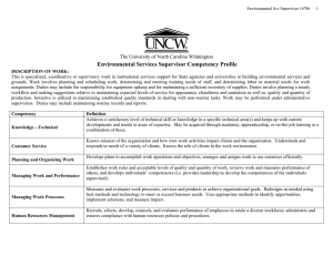 Environmental Services Supervisor Competency Profile The University of North Carolina Wilmington