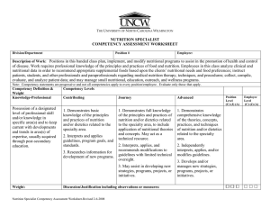 NUTRITION SPECIALIST COMPETENCY ASSESSMENT WORKSHEET