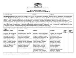 ELECTRONICS SPECIALIST COMPETENCY ASSESSMENT WORKSHEET
