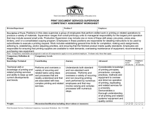 PRINT DOCUMENT SERVICES SUPERVISOR COMPETENCY ASSESSMENT WORKSHEET