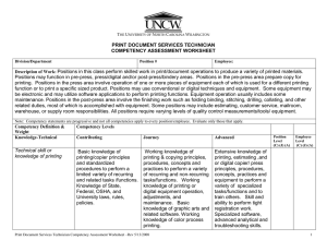 PRINT DOCUMENT SERVICES TECHNICIAN COMPETENCY ASSESSMENT WORKSHEET