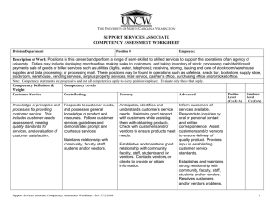 SUPPORT SERVICES ASSOCIATE COMPETENCY ASSESSMENT WORKSHEET