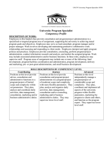 University Program Specialist Competency Profile