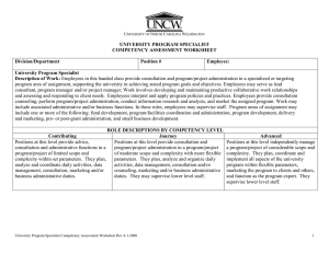 UNIVERSITY PROGRAM SPECIALIST COMPETENCY ASSESSMENT WORKSHEET Division/Department