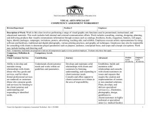 VISUAL ARTS SPECIALIST COMPETENCY ASSESSMENT WORKSHEET