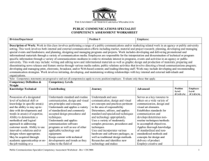 PUBLIC COMMUNICATIONS SPECIALIST COMPETENCY ASSESSMENT WORKSHEET